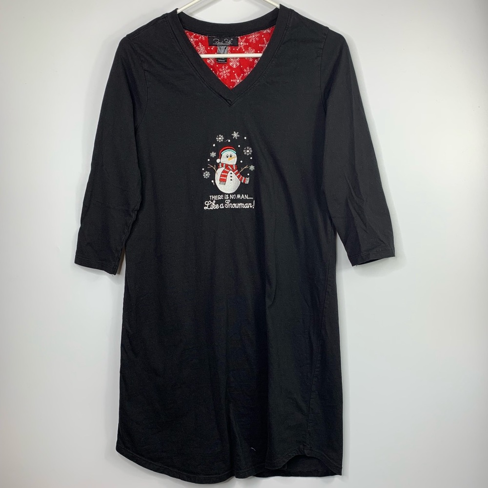 Rene Rofe Snowman Nightshirt 3/4 Sleeve Christmas